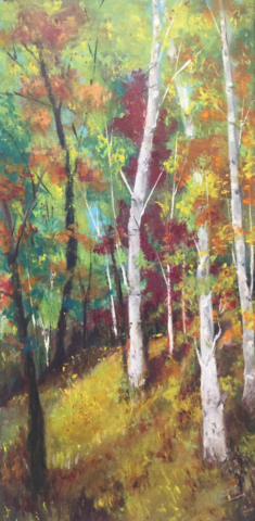 Birch in Fall by Artist Aruna Chagarlamudi (Aruna's Art Studio)