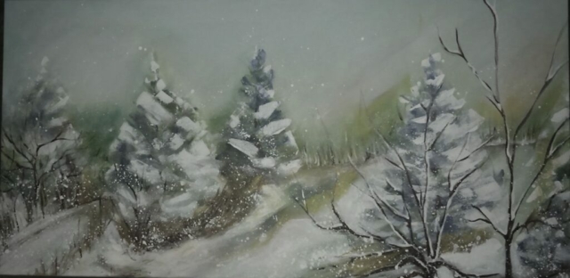 Snowy winter by Artist Aruna Chagarlamudi (Aruna's Art Studio)
